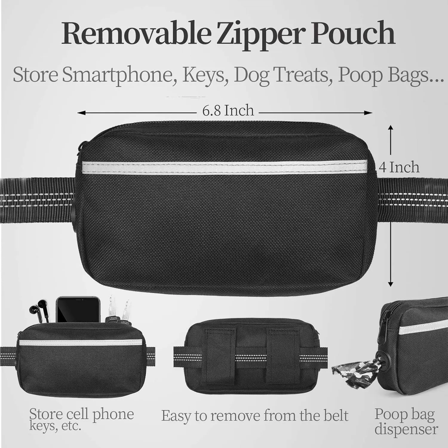 Makang Store, Hands-Free Dog Leash with Removable Zipper Pouch, Dual Padded Handles & Shock Absorbing Bungee  Ideal for Running, Walking & Jogging (Large Dogs 25120 lbs) (Pink)