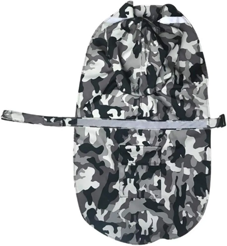 Mikayoo Large Dog Camouflage Raincoat Ajustable Pet Waterproof Clothes Lightweight Rain Jacket Poncho Hoodies with Strip Reflective(Gray M)