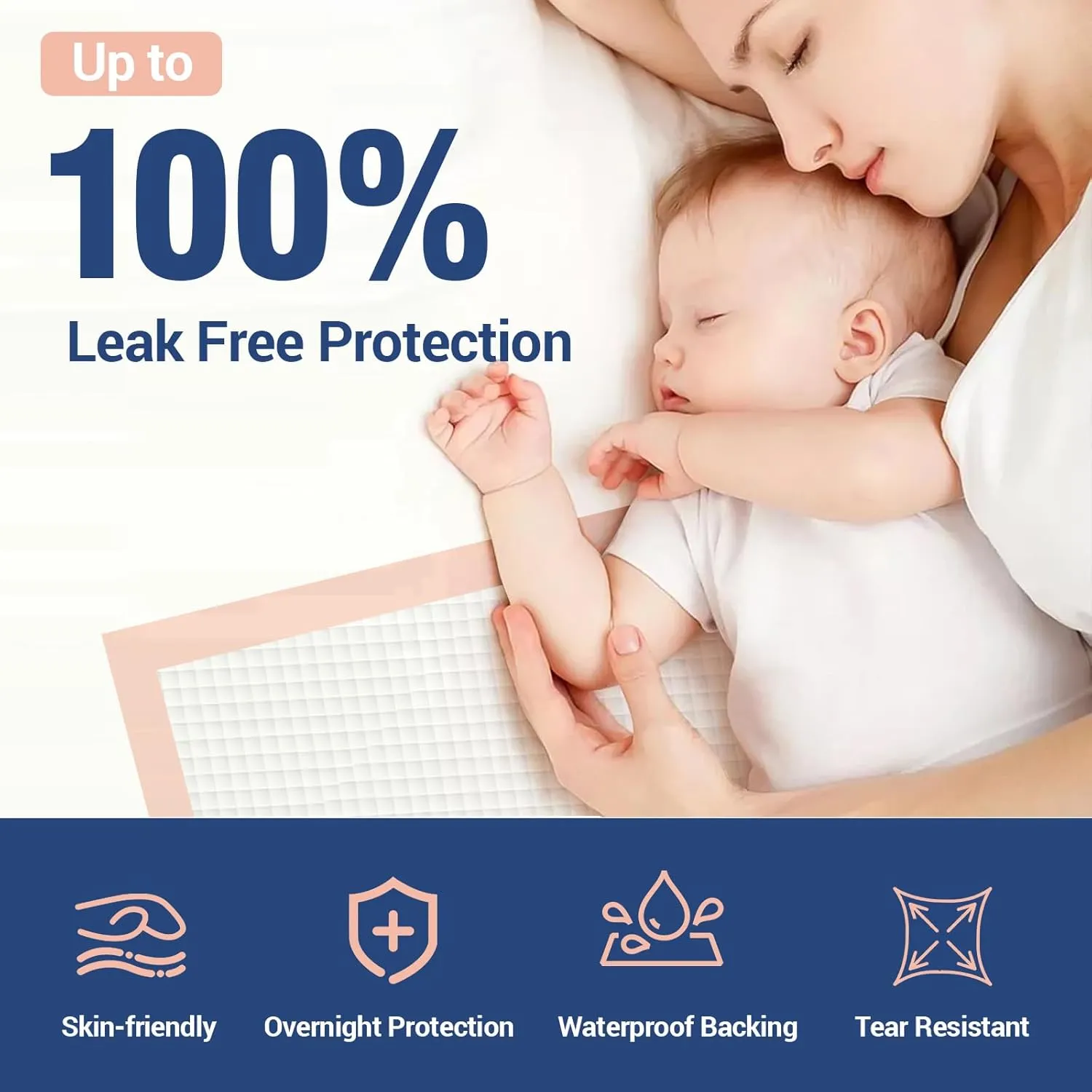 MKISS Extra Large Bed Pads 40" x 36"(50 Count), Disposable Super Absorbent Heavy Duty Incontinence Underpads, Thicken Chucks Pads for Adults, Children, Babies, Elderly and Pets