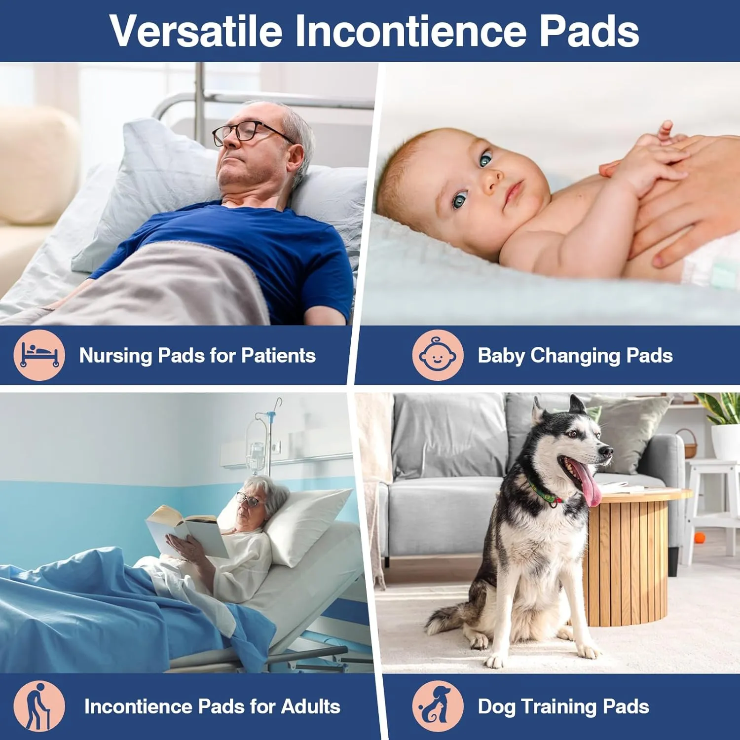 MKISS Extra Large Bed Pads 40" x 36"(50 Count), Disposable Super Absorbent Heavy Duty Incontinence Underpads, Thicken Chucks Pads for Adults, Children, Babies, Elderly and Pets