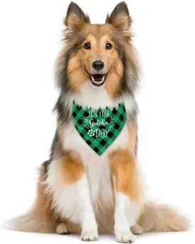 My Gotcha Day Bandanas - Green Buffalo Plaid Triangle Cute Dog Accessory - Fits Small, Medium & Large Dogs