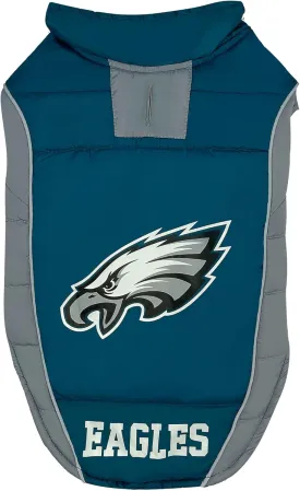 NFL Philadelphia Eagels Puffer Vest for Dogs & Cats, Size Large. Warm, Cozy, and Waterproof Dog Coat, for Small and Large Dogs/Cats. Best NFL Licensed PET Warming Sports Jacket