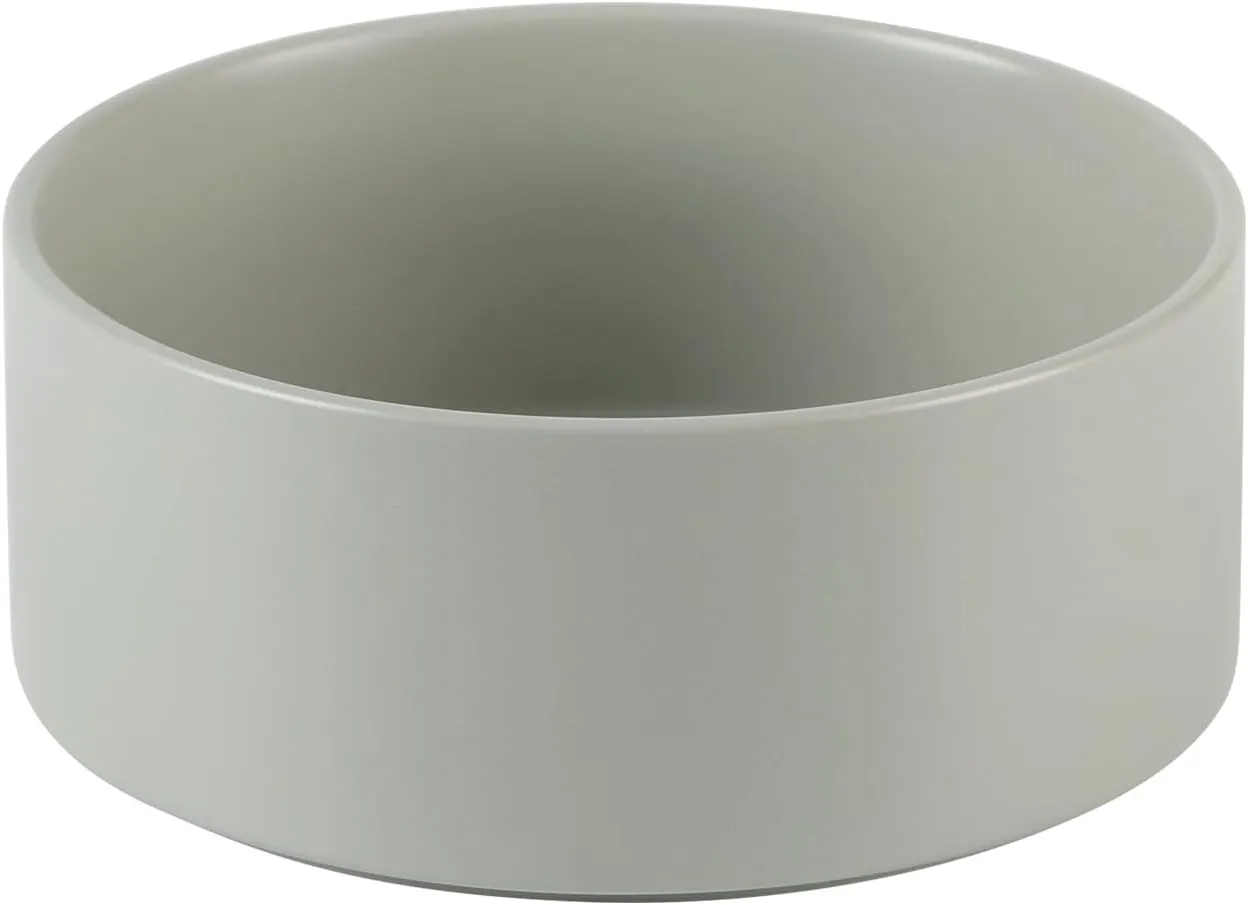 Non-Slip Ceramic Dog Bowl - Small & Medium Dog Feeding Bowl, Protects Cervical Spine (6in, Grey)