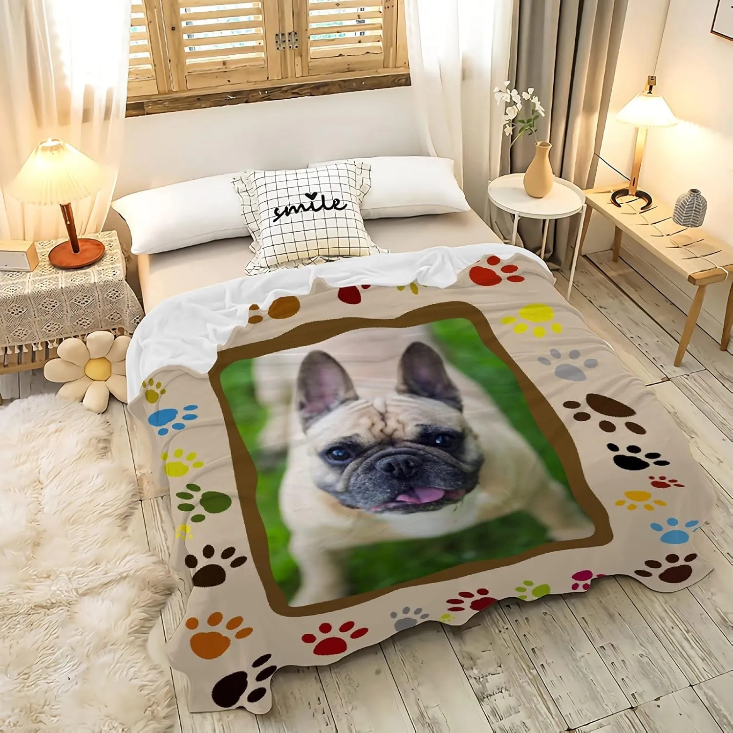 Personalized Dog Throw Blanket for Pets Custom Puppy Dog Blanket with Photo & Name for Dogs,Cats,Pets As Souvenir & Gift 40"x30" for Pets