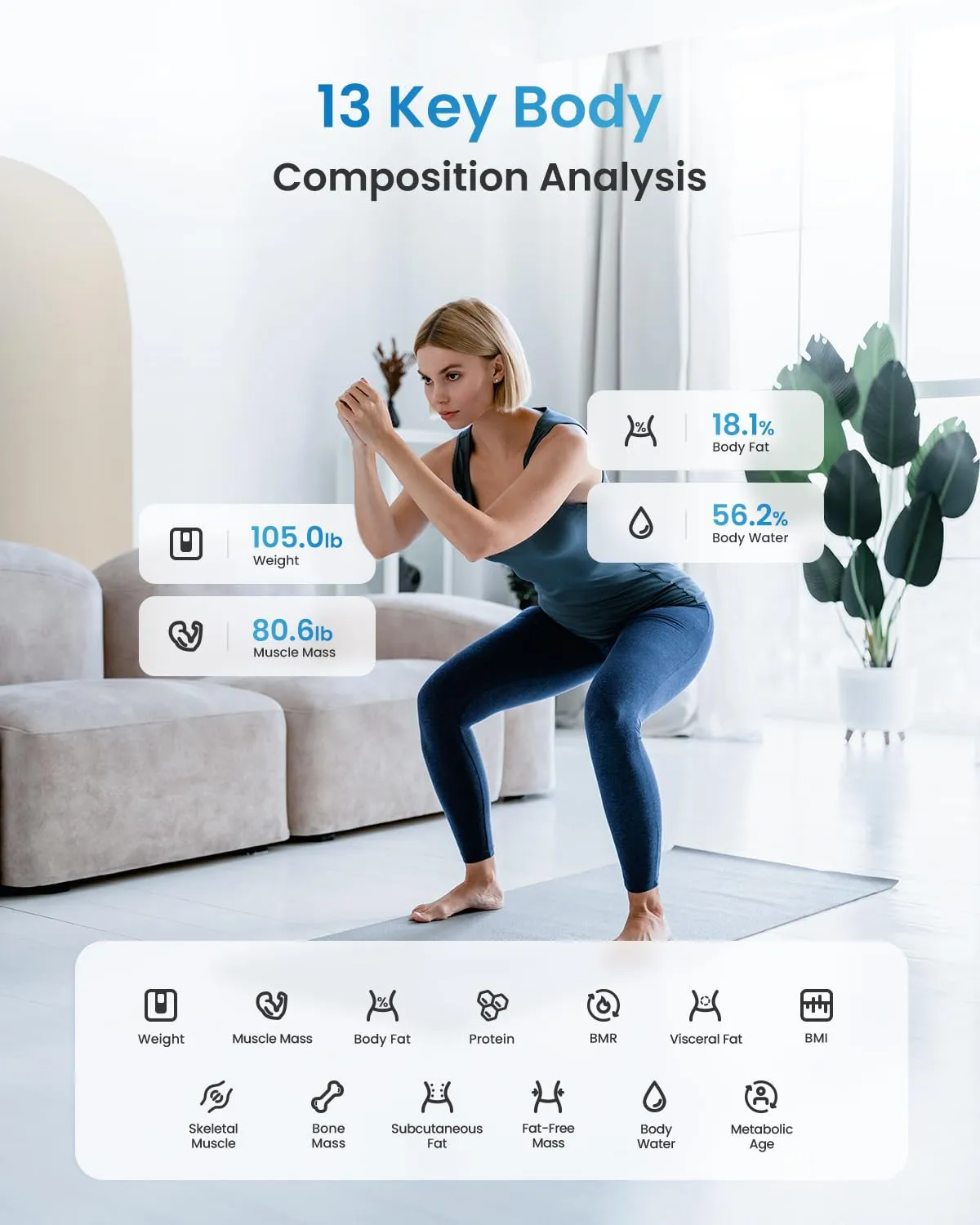 RENPHO Smart Scale for Body Weight, FSA HSA Eligible, Digital Bathroom Scale BMI Weighing Bluetooth Body Fat Scale, Body Composition Monitor Health Analyzer with Smartphone App (White, 11"/280mm)
