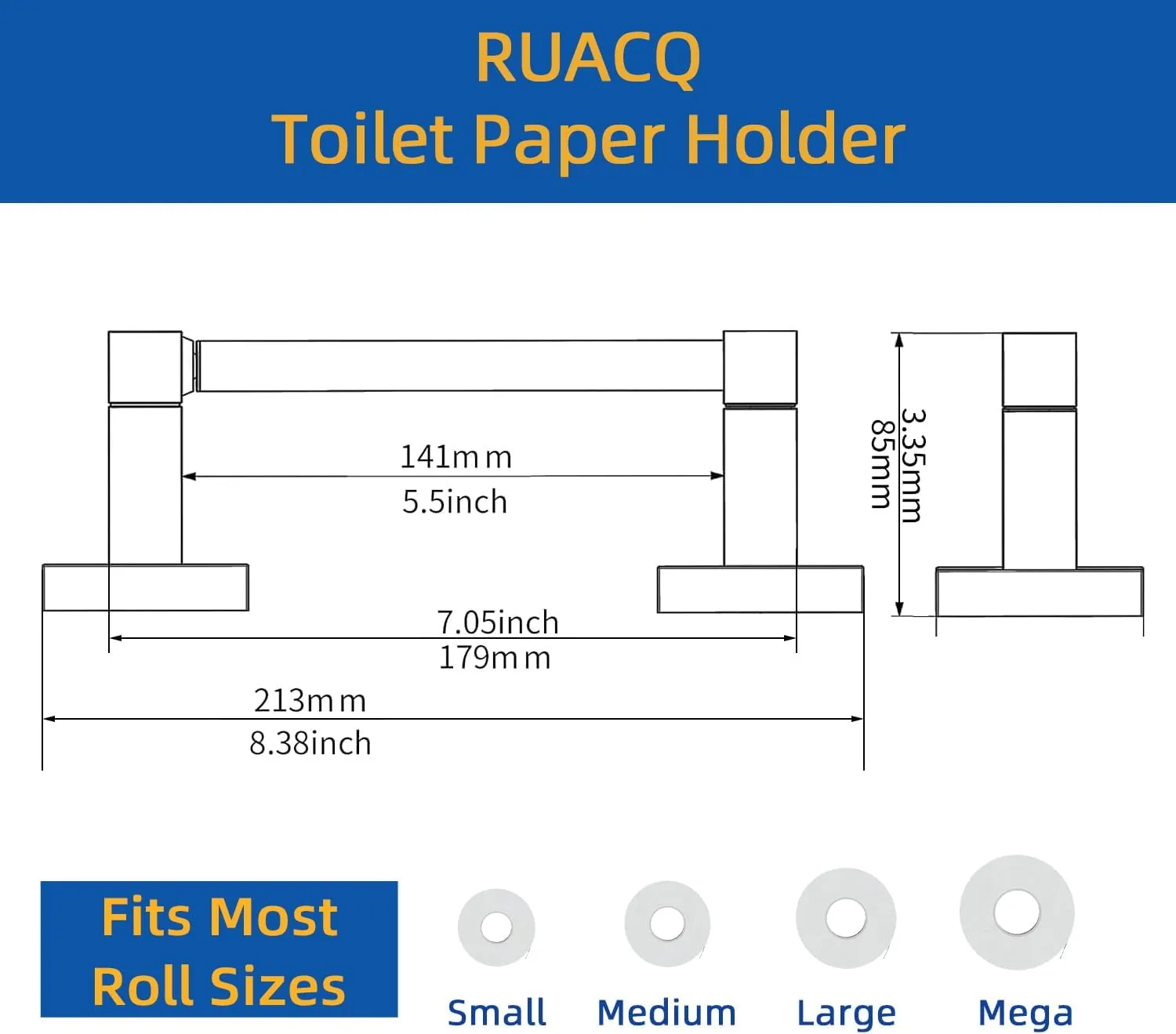 Ruacq Toilet Paper Holder Chrome 2 Pack Double Post Pivoting Square Tissue Holders Roll Holder Hangers Toilet Paper Stand Stainless Steel and Zinc Alloy Modern Wall Mounted