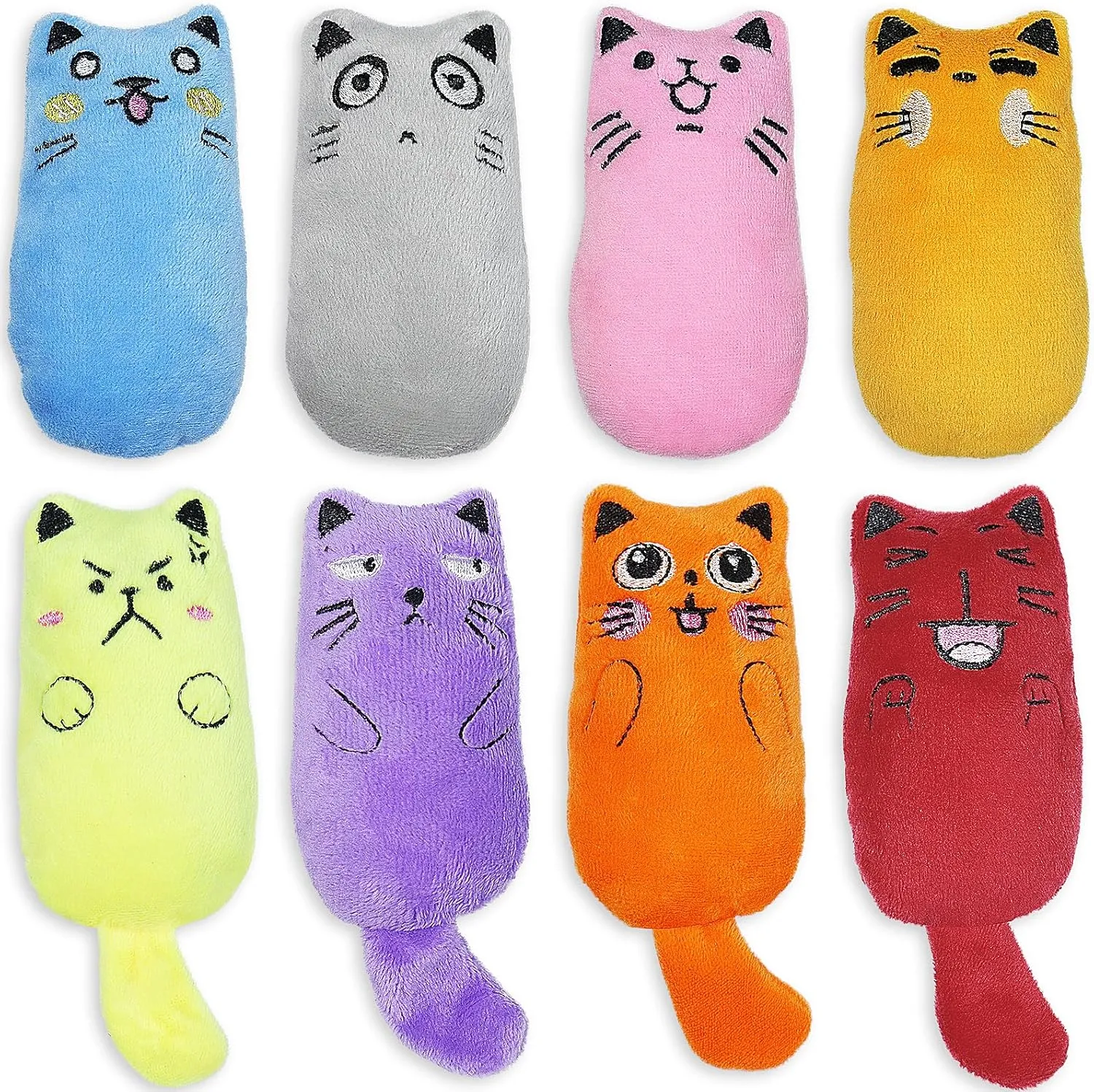 SCHITEC Catnip Toys, [8 PCS] Soft Plush Cat Nip Chew Toy for Indoor Cats, Interactive Kitten Pillow Kitty Teething Toy