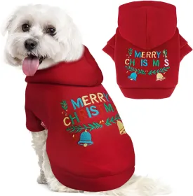 Small Dog Cat Hoodie - Red Fleece Sweater with Leash D Ring - Warm Christmas Xmas Outfit for Small Dogs Cats Boy Girl Puppy Chihuahua Yorkie Shihtzu (Red, XL)