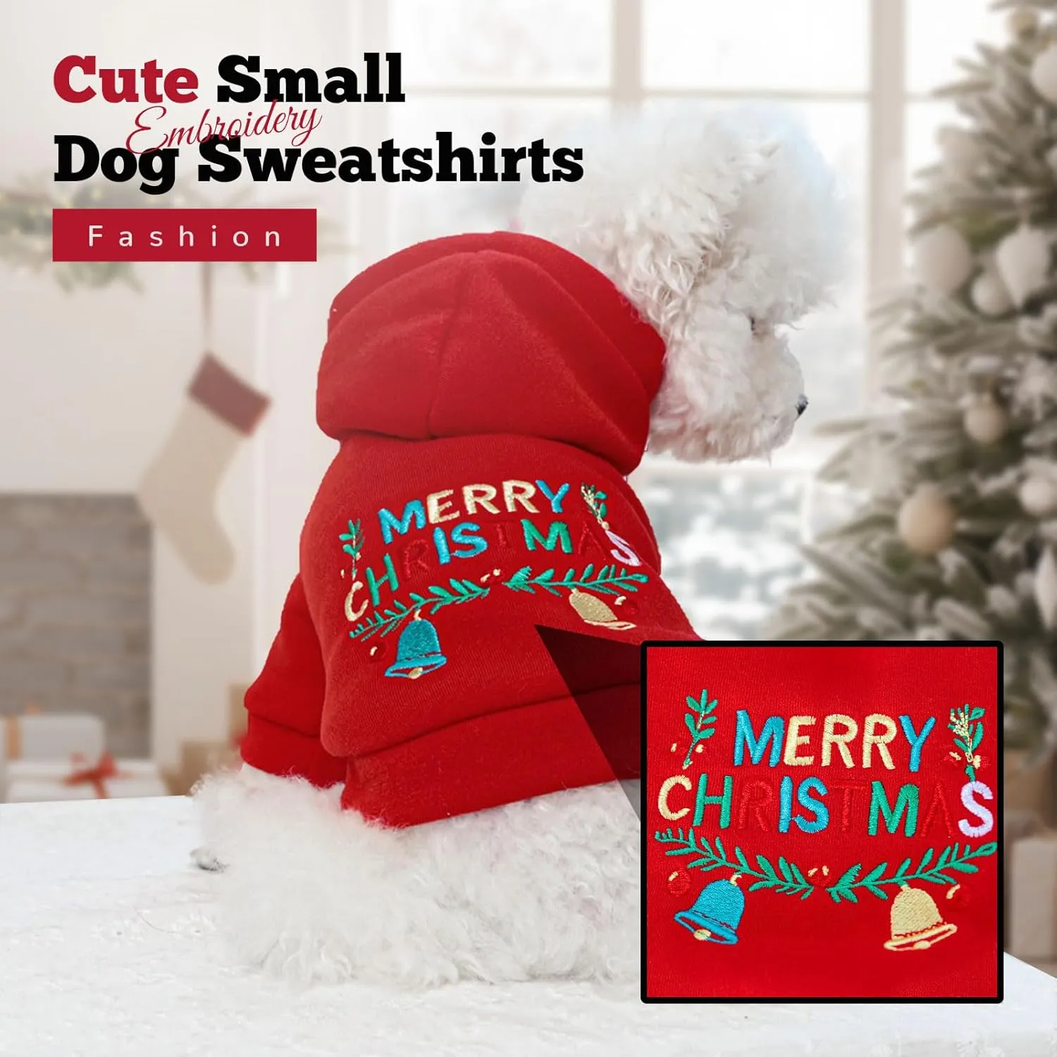Small Dog Cat Hoodie - Red Fleece Sweater with Leash D Ring - Warm Christmas Xmas Outfit for Small Dogs Cats Boy Girl Puppy Chihuahua Yorkie Shihtzu (Red, XL)