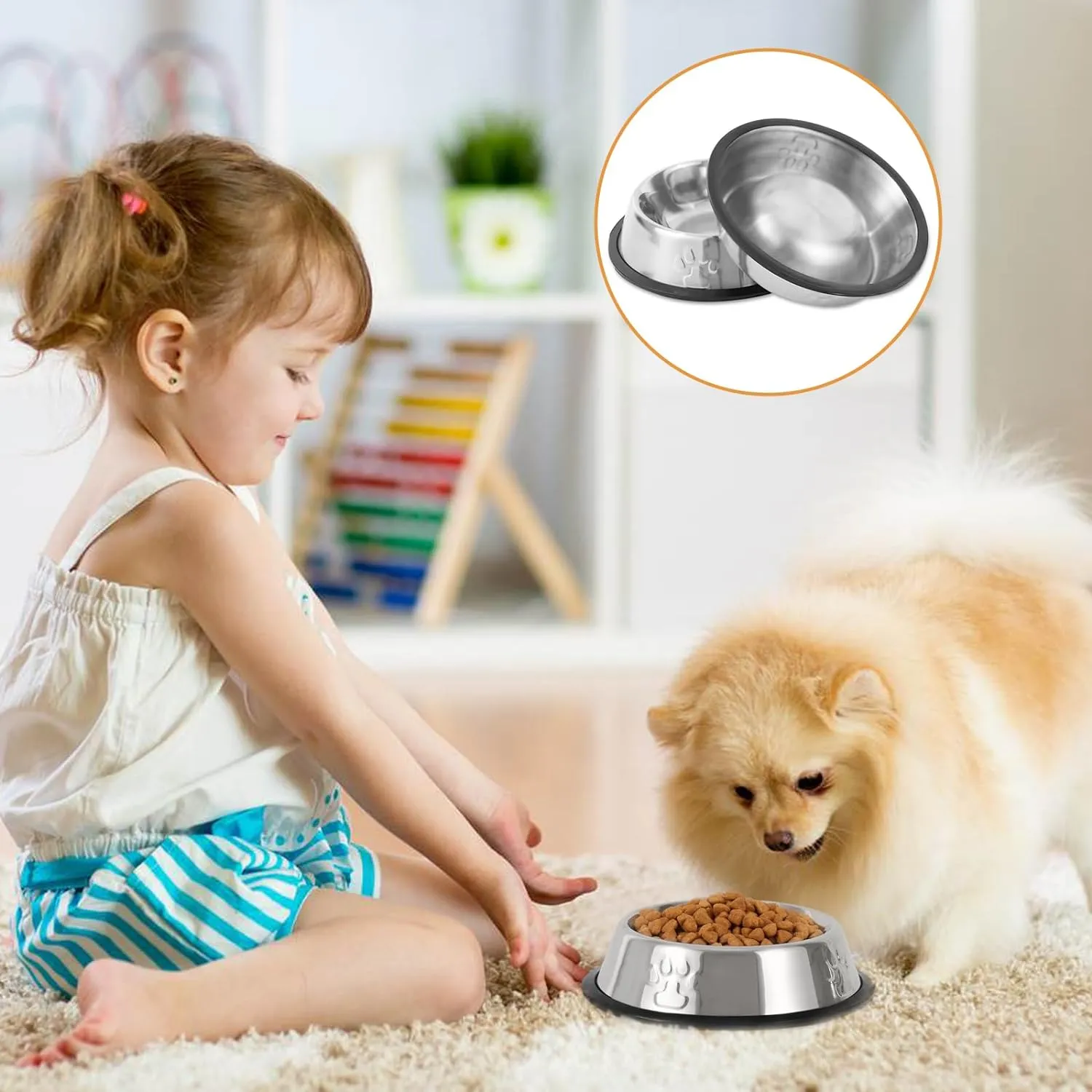 Stainless Steel Cat Bowl, 4 Pack Metal Dog Bowls for Food and Water, Non-Slip Pet Feeding Dish Bowl with Rubber Base for Cats Puppy Small Medium Dogs