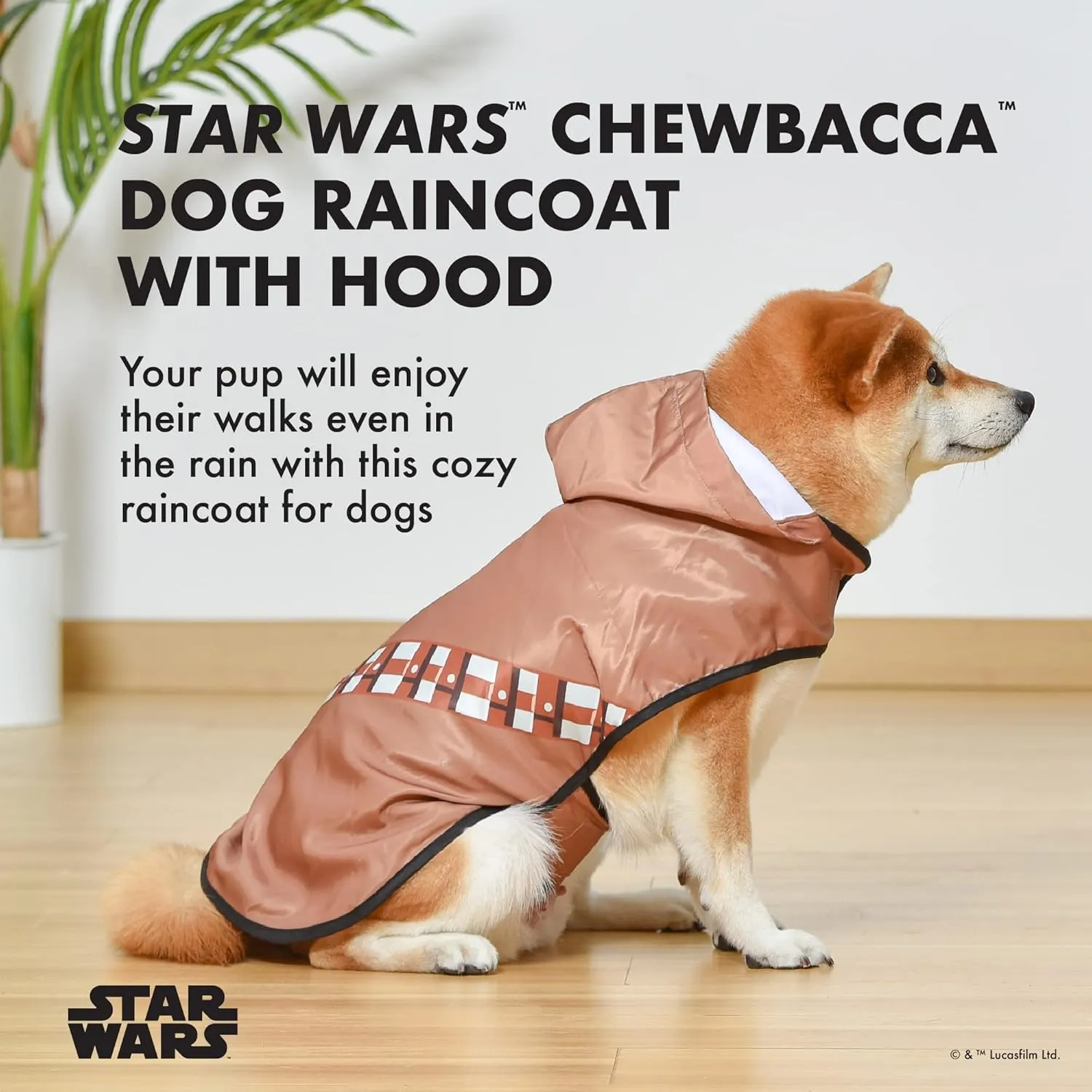 Star Wars Pets Chewbacca Raincoat - Large Dog Raincoat with Leash Attachment Slit in Chewbacca Design