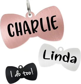 Ultra Joys Dog ID Tag - Custom Dog Tag, Personalized Pet ID Tag for Dogs and Cats - Engraved Dog Tags for Pets, Stainless Steel Dog Name Tags - Dog Tags Engraved for Pets | Bowtie Small Rose