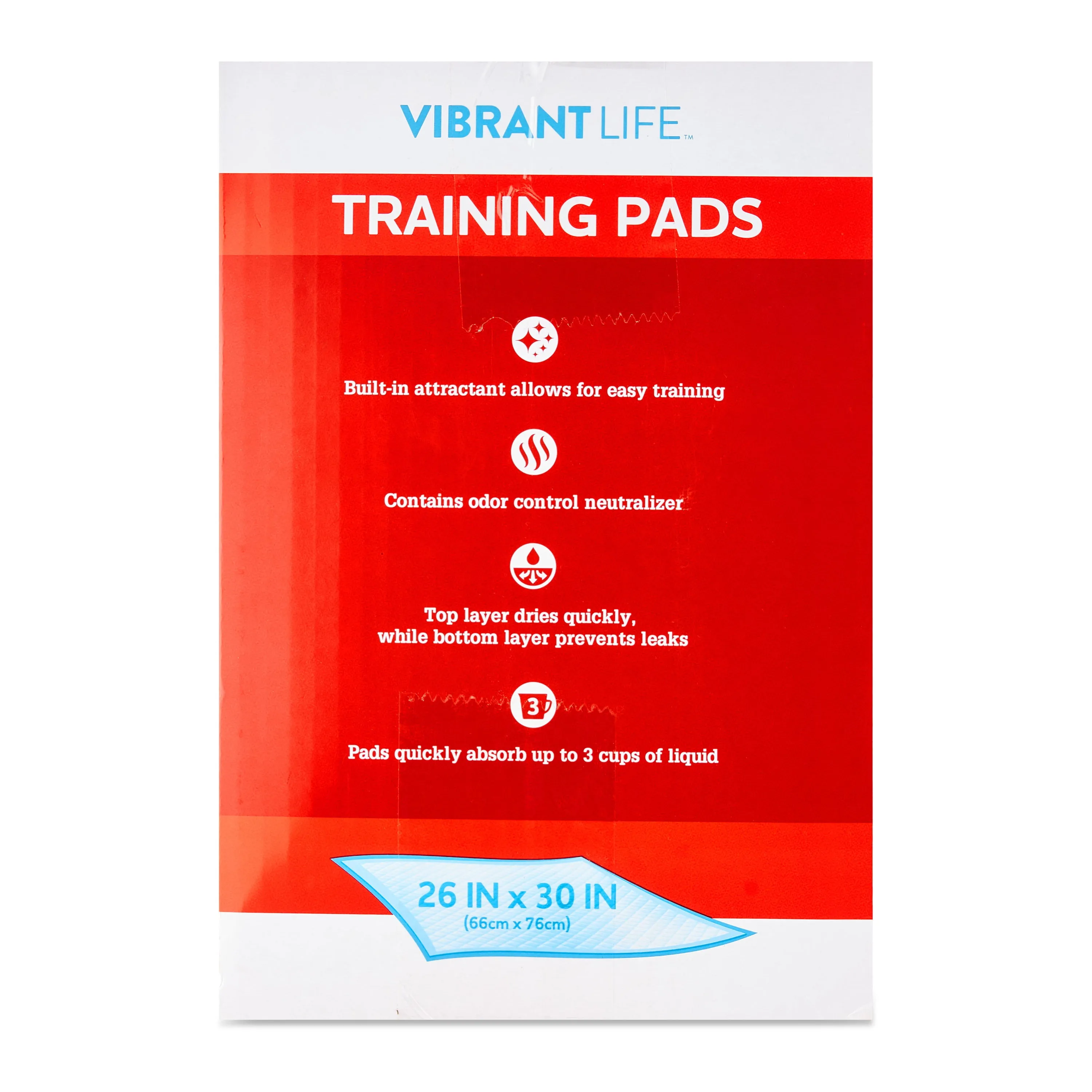 Vibrant Life Training Pads, XL, 26 in x 30 in, 75 Count