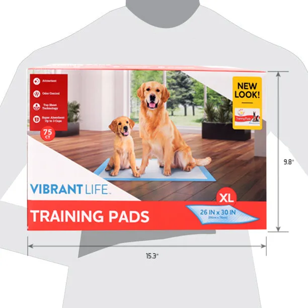 Vibrant Life Training Pads, XL, 26 in x 30 in, 75 Count