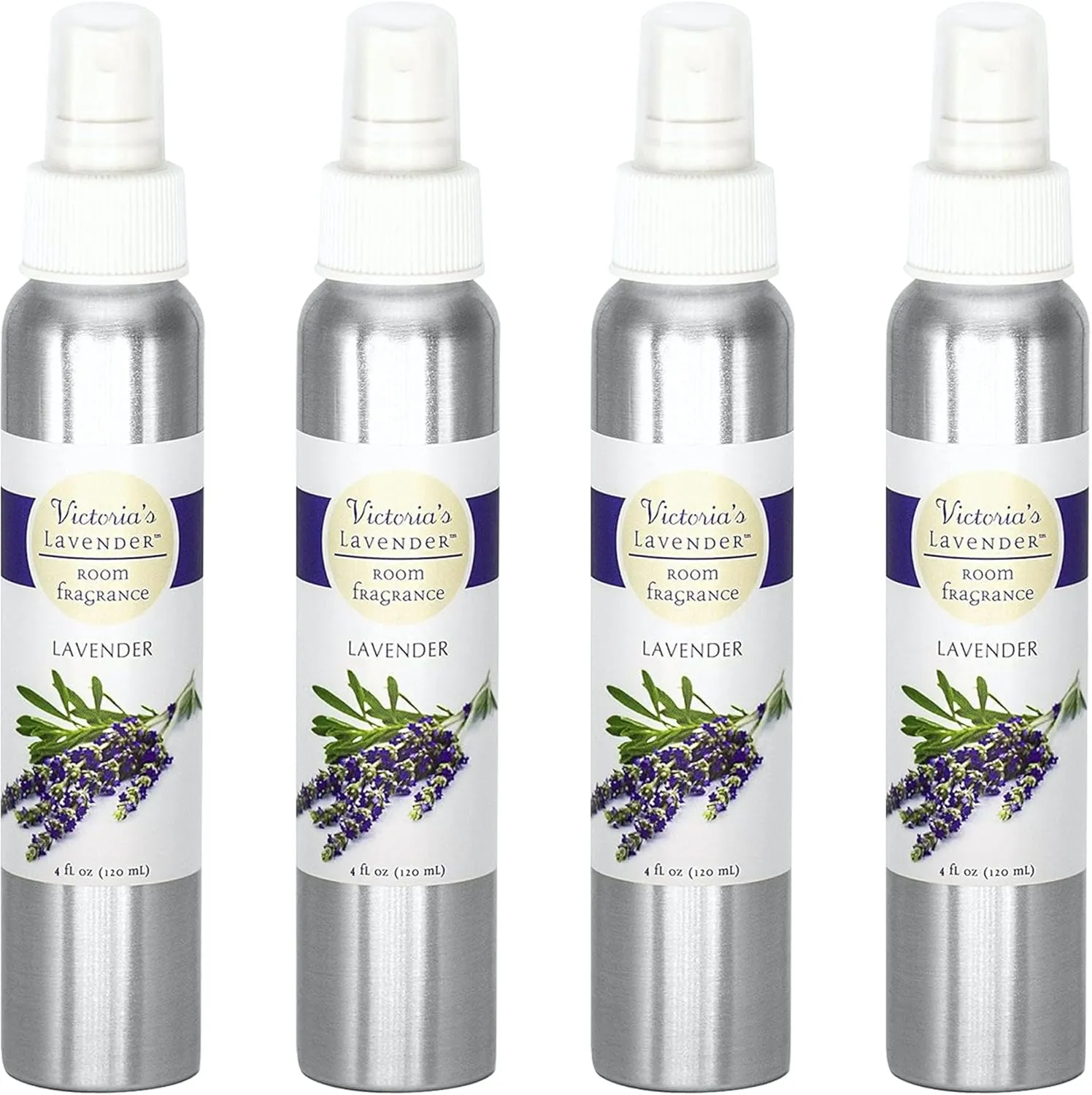 Victoria's Lavender Room Spray, All Natural Home Atmosphere Essential Oil Concentrated Room Fragrance, Air Freshener, Bathroom Odor Eliminator - Made in the USA, Lavender 4 Pack (4 Fl Oz)