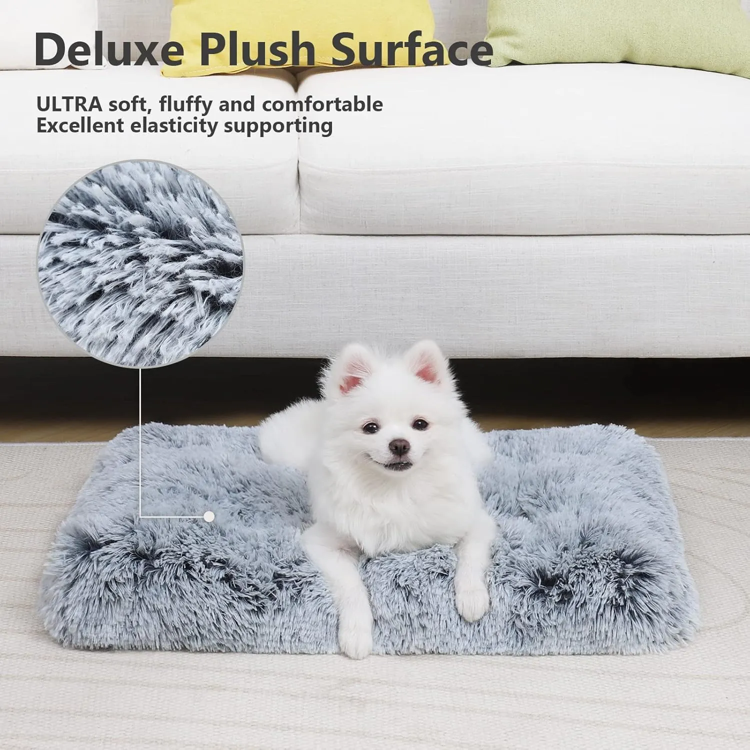 Vonabem Small Dog Bed Crate Pad 24 inch, Washable Puppy Bed, Soft Plush Pet Crate Beds, Anti-Slip Cat Bed, Dog Mats for Sleeping, Kennel Pad Grey