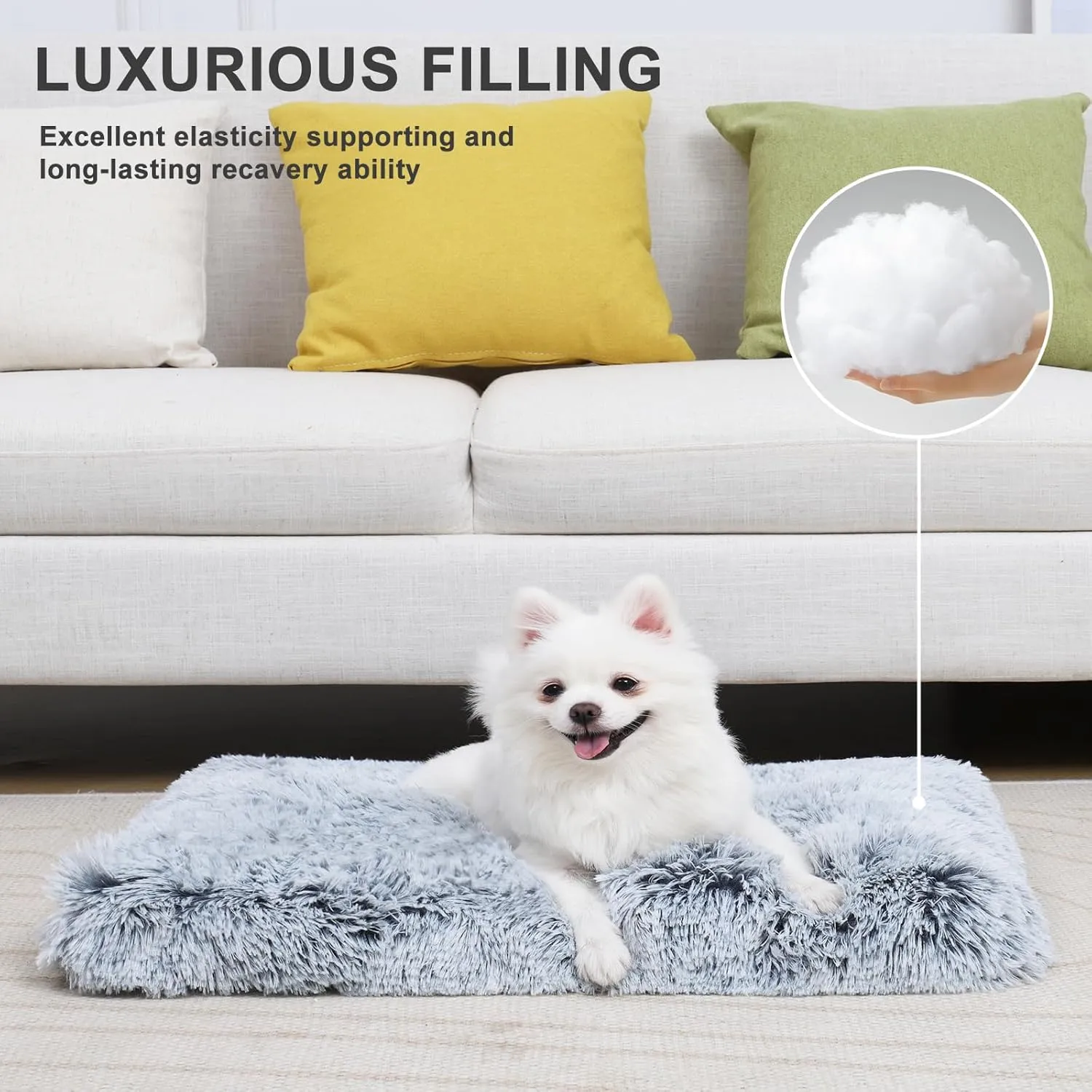 Vonabem Small Dog Bed Crate Pad 24 inch, Washable Puppy Bed, Soft Plush Pet Crate Beds, Anti-Slip Cat Bed, Dog Mats for Sleeping, Kennel Pad Grey