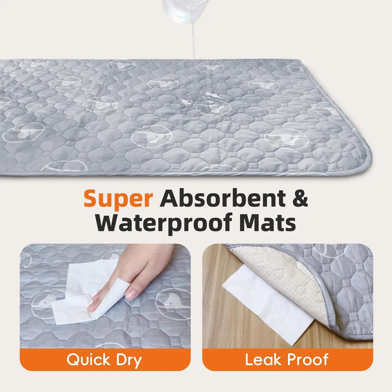 Washable Pee Pads for Dogs 1 Pack, 36" x 36" Reusable Pee Pads for Dogs, Super Absorbent Pet Training Pads, Reusable Puppy Pads for Non-Slip, Designed for Dog Pen, Whelping Pad, Potty TrainingGrey
