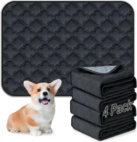 Washable Pee Pads for Dogs - 4 Pack Reusable Pee PadsWaterproof Puppy PadsPet Training PadsSuper Absorbent with Dog Paw Shape Non-Slip Backing (Dark Grey, 18" X 24" - 4 Pack)