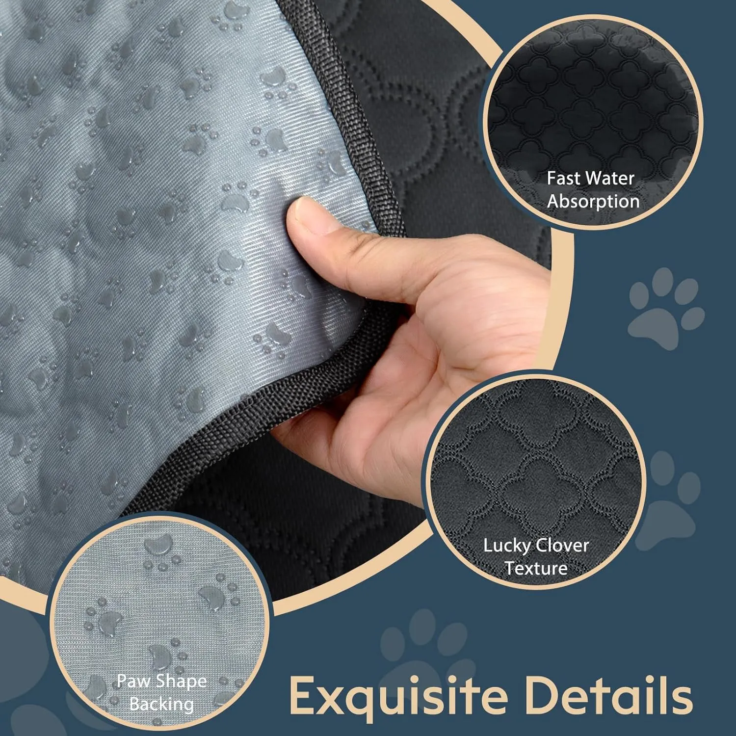 Washable Pee Pads for Dogs - 4 Pack Reusable Pee PadsWaterproof Puppy PadsPet Training PadsSuper Absorbent with Dog Paw Shape Non-Slip Backing (Dark Grey, 18" X 24" - 4 Pack)