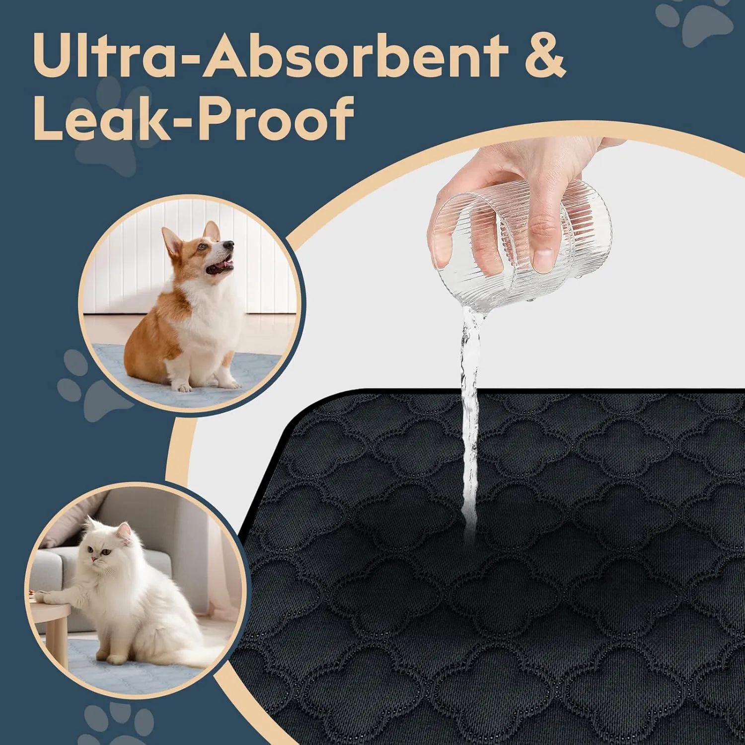 Washable Pee Pads for Dogs - 4 Pack Reusable Pee PadsWaterproof Puppy PadsPet Training PadsSuper Absorbent with Dog Paw Shape Non-Slip Backing (Dark Grey, 18" X 24" - 4 Pack)