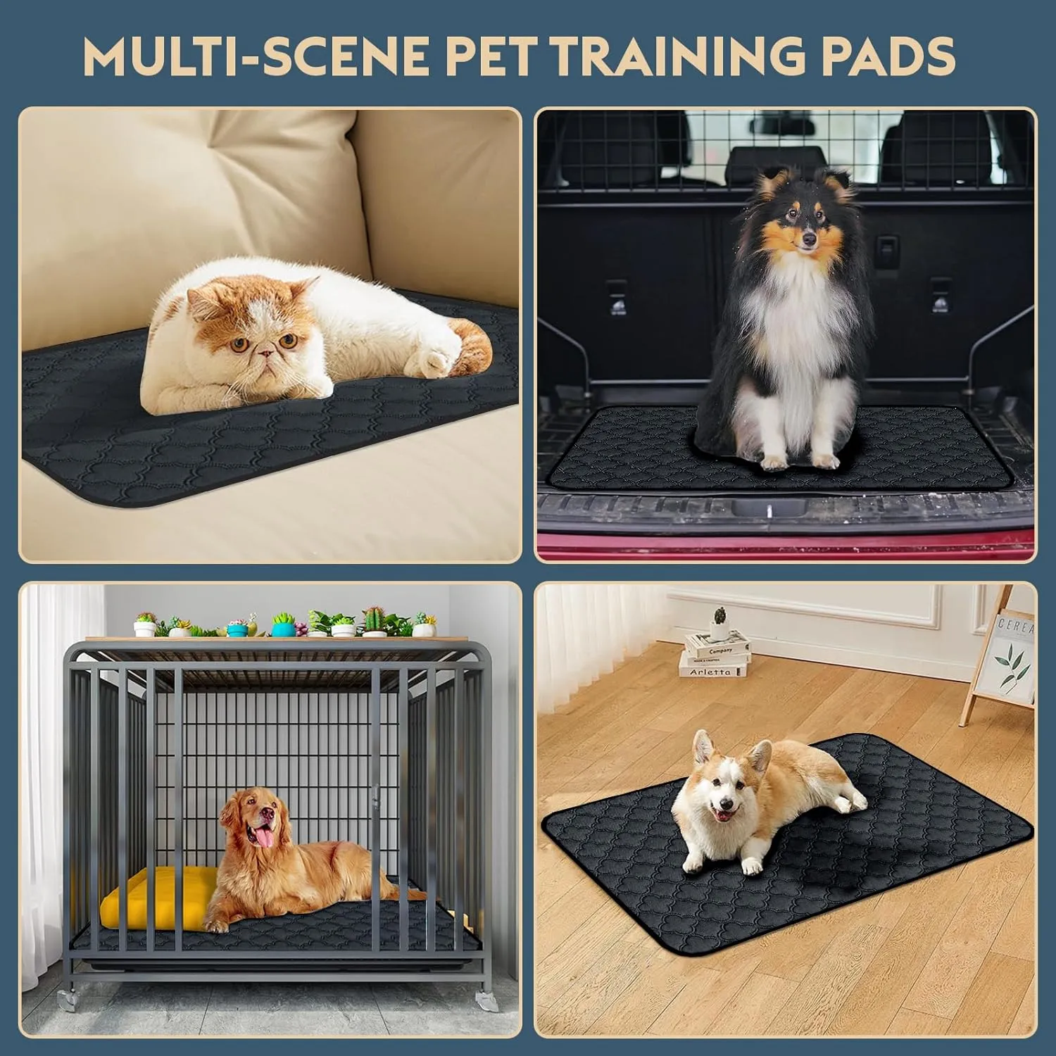 Washable Pee Pads for Dogs - 4 Pack Reusable Pee PadsWaterproof Puppy PadsPet Training PadsSuper Absorbent with Dog Paw Shape Non-Slip Backing (Dark Grey, 18" X 24" - 4 Pack)