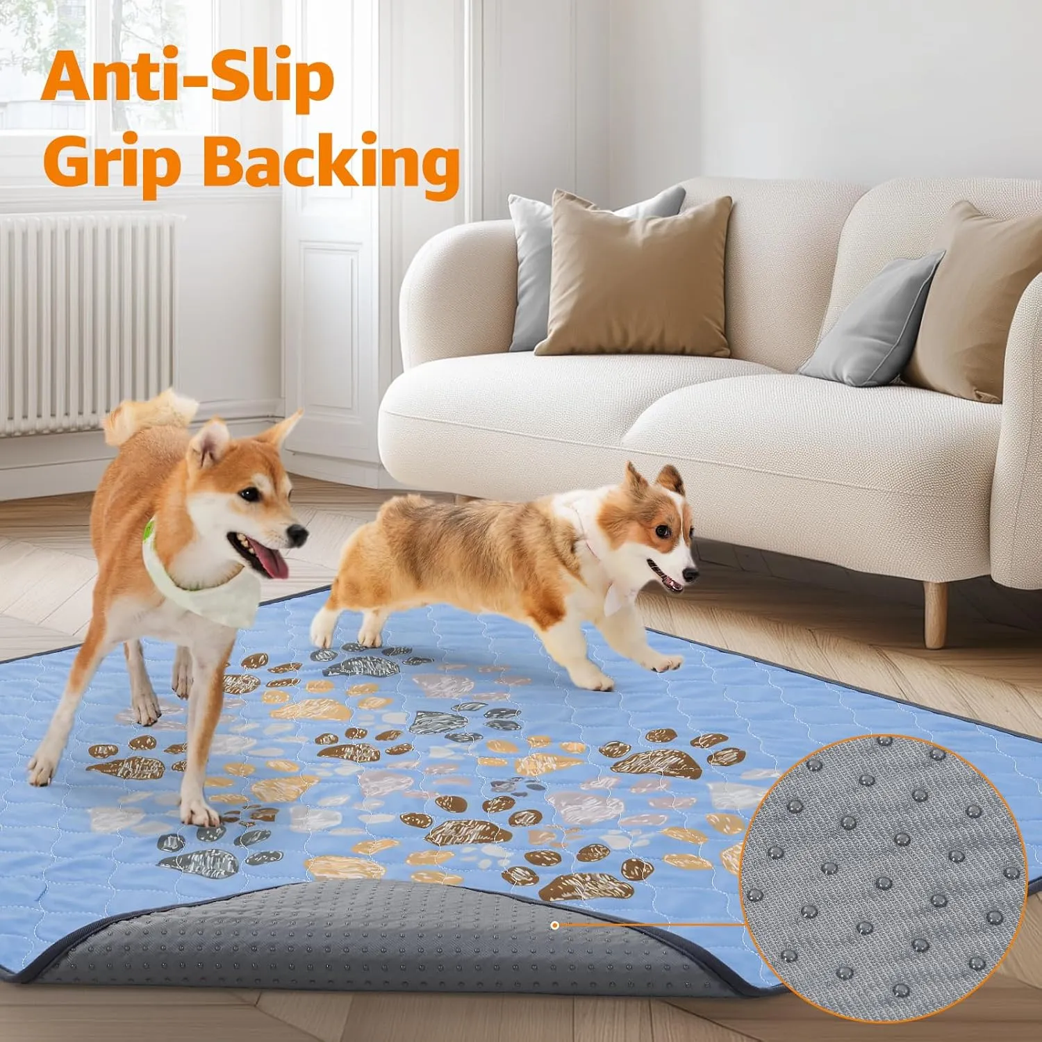 Washable Pee Pads for Dogs Mat: 2 Pack Reusable Pee Puppy Pads for Dogs, Absorbent & Leakproof Whelping Pads for Dog Potty Training, Dog Pads Washable Waterproof for Playpen, Cage, 18" x 24", Blue