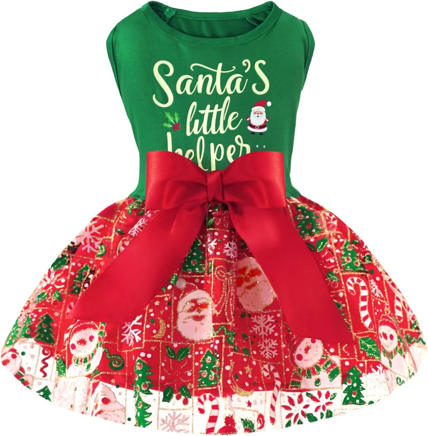 XPUDAC Dog Christmas Dress Outfit Snowman Tulle Dress Holiday Dog Clothes for Small Dogs Girl, Santa Pet Costume Cat Outfits-Medium