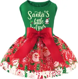 XPUDAC Dog Christmas Dress Outfit Snowman Tulle Dress Holiday Dog Clothes for Small Dogs Girl, Santa Pet Costume Cat Outfits-Medium